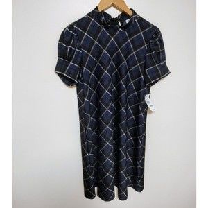 NWT Robbie Bee Blue Plaid Dress Sz Large